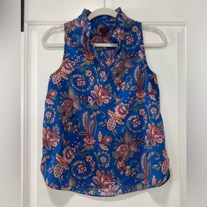 J. Crew Blue Floral Sleeveless Top